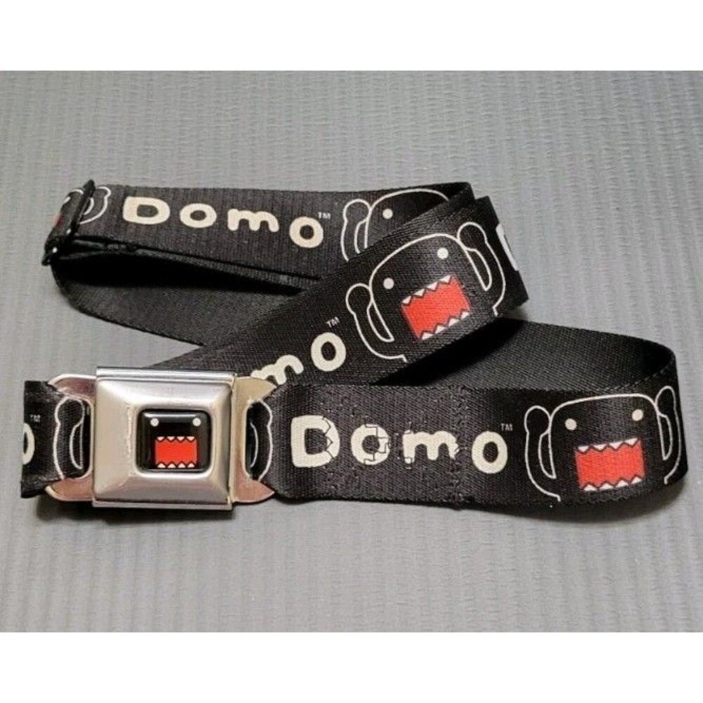 RARE-Domo Kun Buckle-Down Seatbelt Belt Black Adjustable Y2K Streetwear